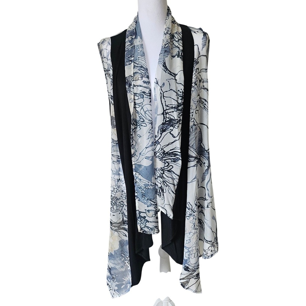 Soft Surroundings Mixed Media Floral Drape Vest L XL Artsy Lagenlook Boho